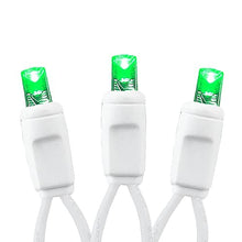Load image into Gallery viewer, Novelty Lights 50 Commercial LED Christmas Lights (Green), 25 Feet w/ 6 inch Bulb Spacing, 5mm Bulbs, UL Listed, White Wire String Lights
