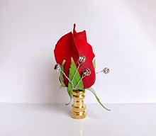 Load image into Gallery viewer, One of French Chic Rose Lamp Shade Finial, Harp Topper - Red
