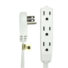 Load image into Gallery viewer, BindMaster 15 Feet Extension Cord/Wire, 3 Prong Grounded, 3 outlets, Angeled Flat Plug, White
