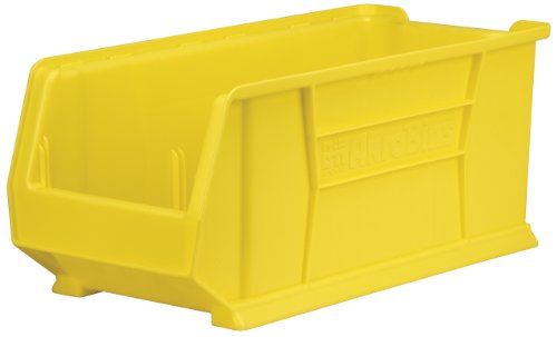 Akro-Mils 30284 Super Size Plastic Stacking Storage Akro Bin, 24-Inch Diameter by 8-Inch Width by 7-Inch Height, Yellow, Case of 4