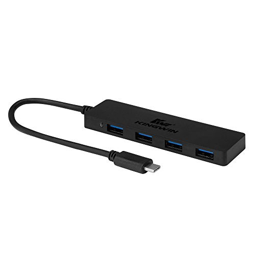 Kingwin USB Hub 4 Port USB C to USB 3.0 Data Hub for Mobile SSD, Macbook, Mac Pro / Mini, iMac, Chromebook, Surface Pro, USB Flash Drives, Notebook PC, XPS, and More [Ultra Slim]