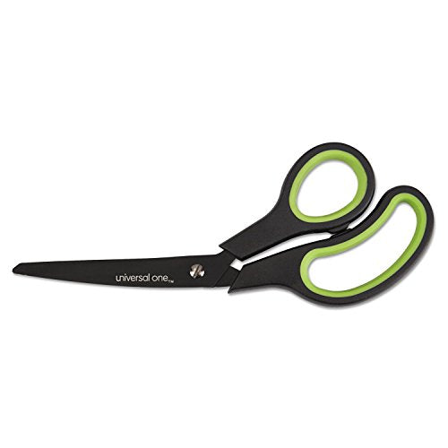 Universal 92022 Industrial Scissors, 8-Inch Length, Bent, Black Carbon Coated Blades, Black/Gray