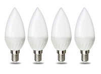 Edearkar 3W LED Candelabra Ceramic Light Bulbs (4 Pack) E14 Base LED Light 3W (30W Incandescent Light Bulbs ) Non-Dimmable 6000K Cool White for Chandelier,Decorative Bulb,AC85-265V