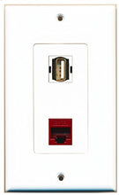 Load image into Gallery viewer, RiteAV - 1 Port USB A-A 1 Port Cat6 Ethernet Red Decorative Wall Plate - Bracket Included
