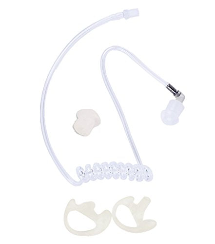 Lsgoodcare Replacement Acoustic Tube with Earbud Compatible for Motorola Kenwood Midland Two Way Radio Replacement Coil Tube Clear +2 Way Radio Open Ear Insert Earmold Ear Bud Ear Piece Small White