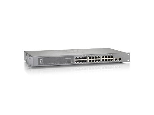 LevelOne FGP-2410 24-Port 10/100 PoE + 2 Gig/SFP Combo Ports 19-Inch Rack Mountable Switch (250W)