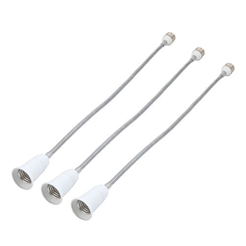 Aexit 3pcs E27 Lighting fixtures and controls to E27 Light Lamp Bulb All Direction Extender Adapter White 50cm Length