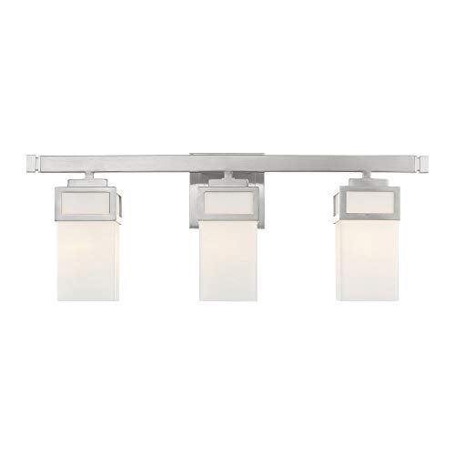 Livex 10083-91 Contemporary Modern Three Light Bath Vanity from Harding Collection in Pwt, Nckl, B/S, Slvr. Finish, Brushed Nickel