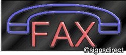 Fax Neon Sign w/Graphic, Background Material=Black Plexiglass