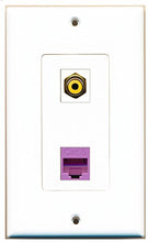 Load image into Gallery viewer, RiteAV - 1 Port RCA Yellow 1 Port Cat6 Ethernet Purple Decorative Wall Plate - Bracket Included
