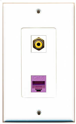 RiteAV - 1 Port RCA Yellow 1 Port Cat6 Ethernet Purple Decorative Wall Plate - Bracket Included