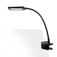 TROND Halo C Task Lamp, Eye-Care LED Clamp Table Light (11W, 5 Adjustable Color Temperatures, 5-Level Dimmer, 30-Minute Timer, USB Charging Port, Flexible Gooseneck, Flicker-Free), Black