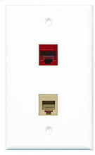 Load image into Gallery viewer, RiteAV - 1 Port Phone Beige 1 Port Cat5e Ethernet Red Wall Plate - Bracket Included
