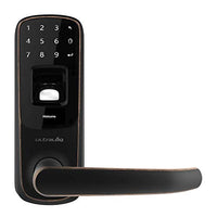 Ultraloq UL3 Fingerprint and Touchscreen Keyless Smart Lever Door Lock (Aged Bronze) | 3-in-1 Keyless Entry | Secure Finger ID | Anti-peep Code | Premium Construction Material | Match Home Aesthetics