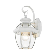 Load image into Gallery viewer, Livex Lighting 2051-03 Monterey 1 Light Outdoor White Finish Solid Brass Wall Lantern with Clear Beveled Glass
