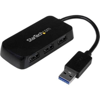 StarTech.com Portable 4 Port SuperSpeed Mini USB 3.0 Hub - Black (ST4300MINU3B) -