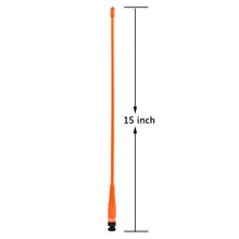 Load image into Gallery viewer, TWAYRDIO BNC UHF/VHF Dual Band Two Way Radio Flexible Whip Antenna Orange 15inch for Icom IC-V80 IC-V82 IC-V85 Kenwood TK300 Walkie Talkie
