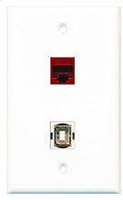 Load image into Gallery viewer, RiteAV - 1 Port Cat6 Ethernet Red 1 Port USB B-B Wall Plate - Bracket Included
