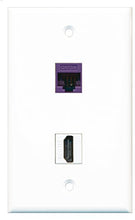 Load image into Gallery viewer, RiteAV - 1 Port HDMI 1 Port Cat5e Ethernet Purple Wall Plate - Bracket Included

