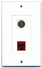 Load image into Gallery viewer, RiteAV - 1 Port S-Video 1 Port Cat6 Ethernet Red Decorative Wall Plate - Bracket Included
