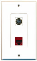 RiteAV - 1 Port S-Video 1 Port Cat6 Ethernet Red Decorative Wall Plate - Bracket Included