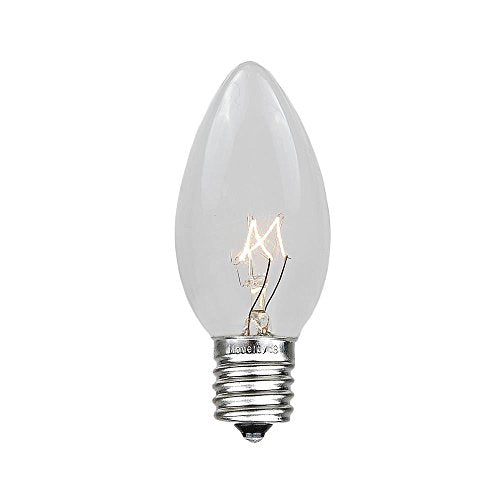 Novelty Lights 25 Pack C9 Twinkle Outdoor Christmas Replacement Bulbs, Clear, E17/C9 Intermediate Base, 7 Watt