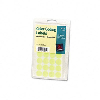 Print or Write Removable Color-Coding Labels [Set of 2] Color: Neon Yellow, Size: 1.25
