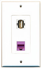 Load image into Gallery viewer, RiteAV - 1 Port USB A-A 1 Port Cat6 Ethernet Purple Decorative Wall Plate - Bracket Included
