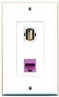 RiteAV - 1 Port USB A-A 1 Port Cat6 Ethernet Purple Decorative Wall Plate - Bracket Included