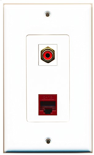 RiteAV - 1 Port RCA Red 1 Port Cat6 Ethernet Red Decorative Wall Plate - Bracket Included