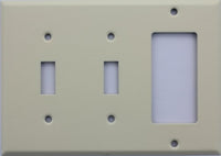 Ivory Wrinkle Three Gang Wall Plate - Two Toggle Switches One GFI/Rocker Opening