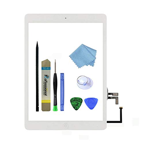 Zentop for White IPad Air 1st Generation Touch Screen Digitizer Glass Replacement Modle A1474 A1475 A1476 with Home Button,Camera Holder,Preinstalled Adhesive,Tool Kit.