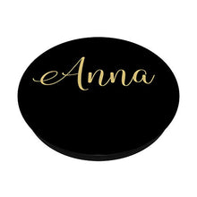 Load image into Gallery viewer, Anna Personalized Yellow and Black Custom First Name PopSockets Grip and Stand for Phones and Tablets
