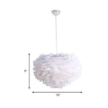 Load image into Gallery viewer, White Feather Ceiling Pendant Light Shade, CraftThink Ceiling Lamps 15.75 inch/40cm 1 Light E27 110V for Children&#39;s Room Living Room, Bedrooms, Best Gift for Children, Kids White-(Bulb Not Included)
