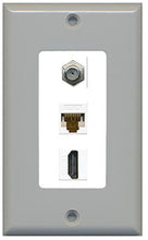 Load image into Gallery viewer, RiteAV Decorative 1 Gang Wall Plate (Gray/White) 3 Port - Coax (White) Cat6 (White) HDMI (White)
