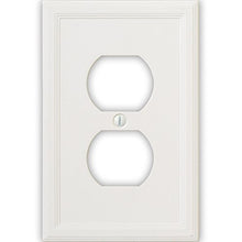 Load image into Gallery viewer, Questech Cornice Insulated Decorative Switch Plate/Wall Plate Cover  Made in the USA (Single Duplex - 6 Pack, White)
