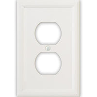 Questech Cornice Insulated Decorative Switch Plate/Wall Plate Cover  Made in the USA (Single Duplex - 6 Pack, White)
