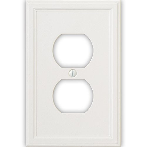 Questech Cornice Insulated Decorative Switch Plate/Wall Plate Cover  Made in the USA (Single Duplex - 6 Pack, White)