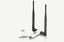 Load image into Gallery viewer, Netis WF2116 Wireless N300 Long-Range USB Adapter, Supports Windows, Mac OS, Linux, 5dBi High Gain Antennas, Free USB Cradle
