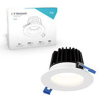 DALS 4 Inch Regressed Downlight with Junction Box/Driver | 40 beam angle | 3000k Warm White | 14W, 1200 Lumens | Dimmable Recessed Pot Light | Wet Rated | ETL Certified