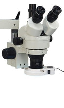 Load image into Gallery viewer, OMAX 3.5X-90X Zoom Trinocular Dual-Bar Boom Stand Stereo Microscope with 54 LED Ring Light
