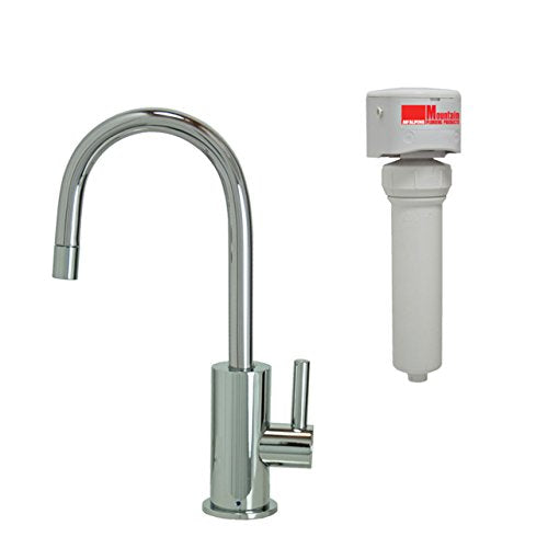 Mountain Plumbing MT1843FIL-NL/PVDBRN Contemporary Mini Drinking Faucet and Mountain Pure Water Filtration System with Round Base and Handle, Brushed Nickel