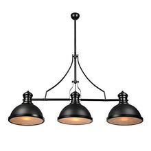 Load image into Gallery viewer, BAYCHEER Industrial Retro Vintage Style Three-Light Pool Table Light Linear Island Chandelier Pendant Light Lampe with 35.43 inch Length Chain in Black Finish use E26/27 Bulb
