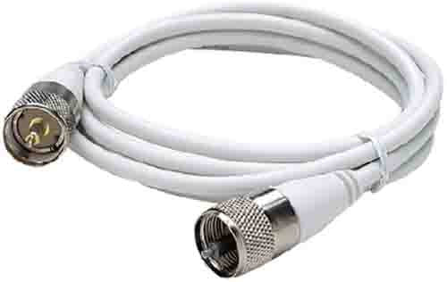 Seachoice RG58U White Coaxial Antenna Cable Assembly Includes PL259 Fittings on Both Ends