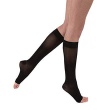 Load image into Gallery viewer, JOBST 119512 UltraSheer Knee High 15-20 mmHg Compression Stockings, Open Toe, Large, Classic Black

