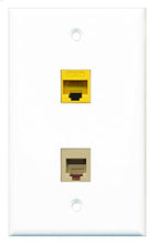 Load image into Gallery viewer, RiteAV - 1 Port Phone Beige 1 Port Cat5e Ethernet Yellow Wall Plate - Bracket Included
