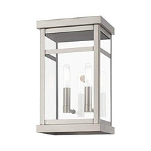 Load image into Gallery viewer, Livex 20702-91 Transitional Two Light Outdoor Wall Lantern from Hopewell Collection in Pwt, Nckl, B/S, Slvr. Finish, Brushed Nickel
