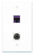 Load image into Gallery viewer, RiteAV - 1 Port 3.5mm 1 Port Cat5e Ethernet Purple Wall Plate - Bracket Included
