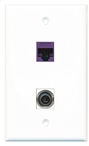 RiteAV - 1 Port 3.5mm 1 Port Cat5e Ethernet Purple Wall Plate - Bracket Included