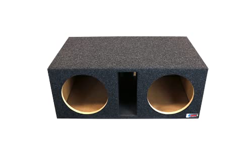 Bbox Dual Vented 12 Inch Subwoofer Enclosure - Pro Series Dual Vented SPL Car Subwoofer Boxes & Enclosures - Made in USA Subwoofer Box Improves Audio Quality, Sound & Bass - Nickel Finish Terminals